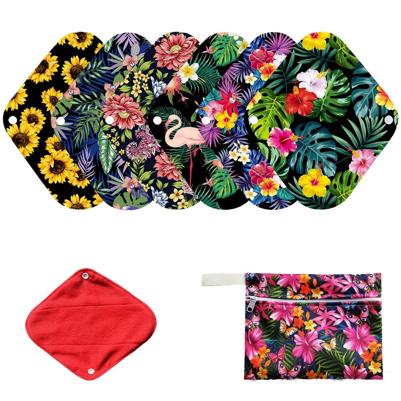 7pcs Set Resuable Menstrual Pads Including 1pc Mini Wet Bag 6pcs Reusable Washable Stay Dry Cloth Menstrual PadWomen Sanitary PadsMama Panty Liners